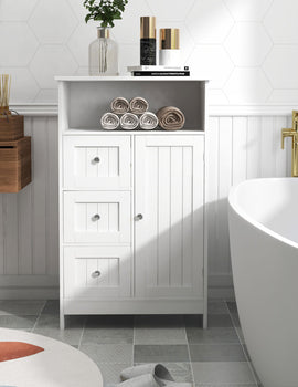 Bathroom standing storage cabinet with 3 drawers and 1 door-White