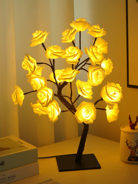 Best-selling Detachable Plastic Base USB Switch LED Simulation Rose Tree Lamp Home Decoration Night Light