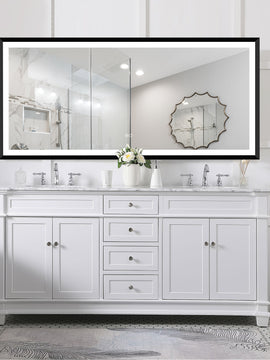 4 Size LED Bathroom Mirror;  Backlit and Front Lighted Mirror for Bathroom;  Wall Mounted Bathroom Vanity Framed Mirror Includes Dimmer;  ; Defogger;  Vertical / Horizontal