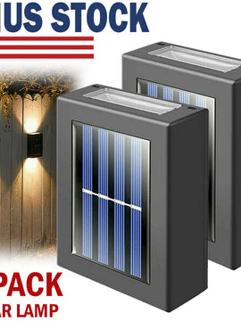 2 Pack New Solar Deck Lights Outdoor Waterproof LED Steps Lamps For Stairs Fence