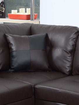 3 PC Sectional Sofa Set; (Brown) Faux Leather Right -Facing Chaise with Free Storage Ottoman