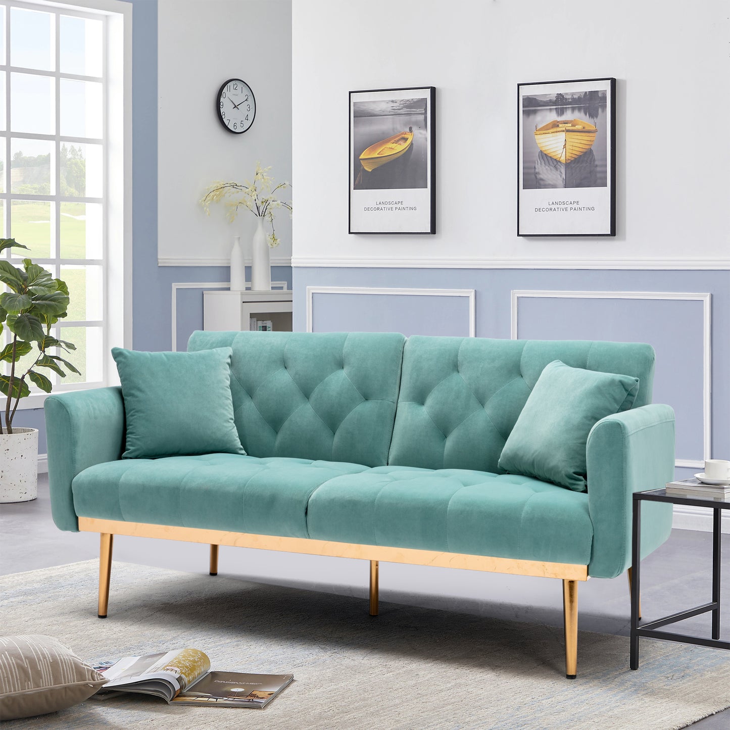 COOLMORE Velvet Sofa ; Accent sofa .loveseat sofa with metal feet