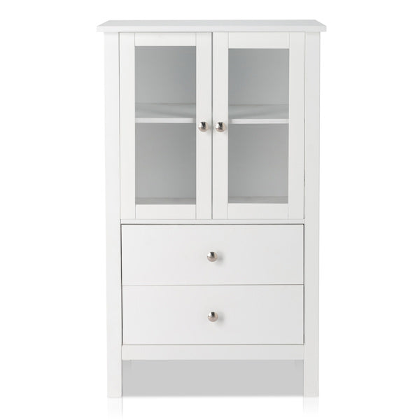 FCH Nordic Minimalist MDF Spray Paint Double Doors And Two Drawers Tv Side Cabinet Bathroom Cabinet White