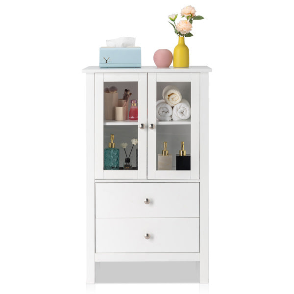 FCH Nordic Minimalist MDF Spray Paint Double Doors And Two Drawers Tv Side Cabinet Bathroom Cabinet White