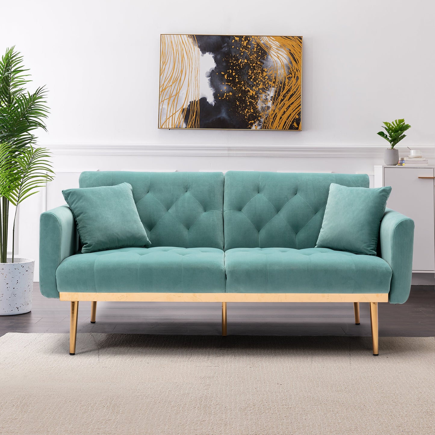 COOLMORE Velvet Sofa ; Accent sofa .loveseat sofa with metal feet