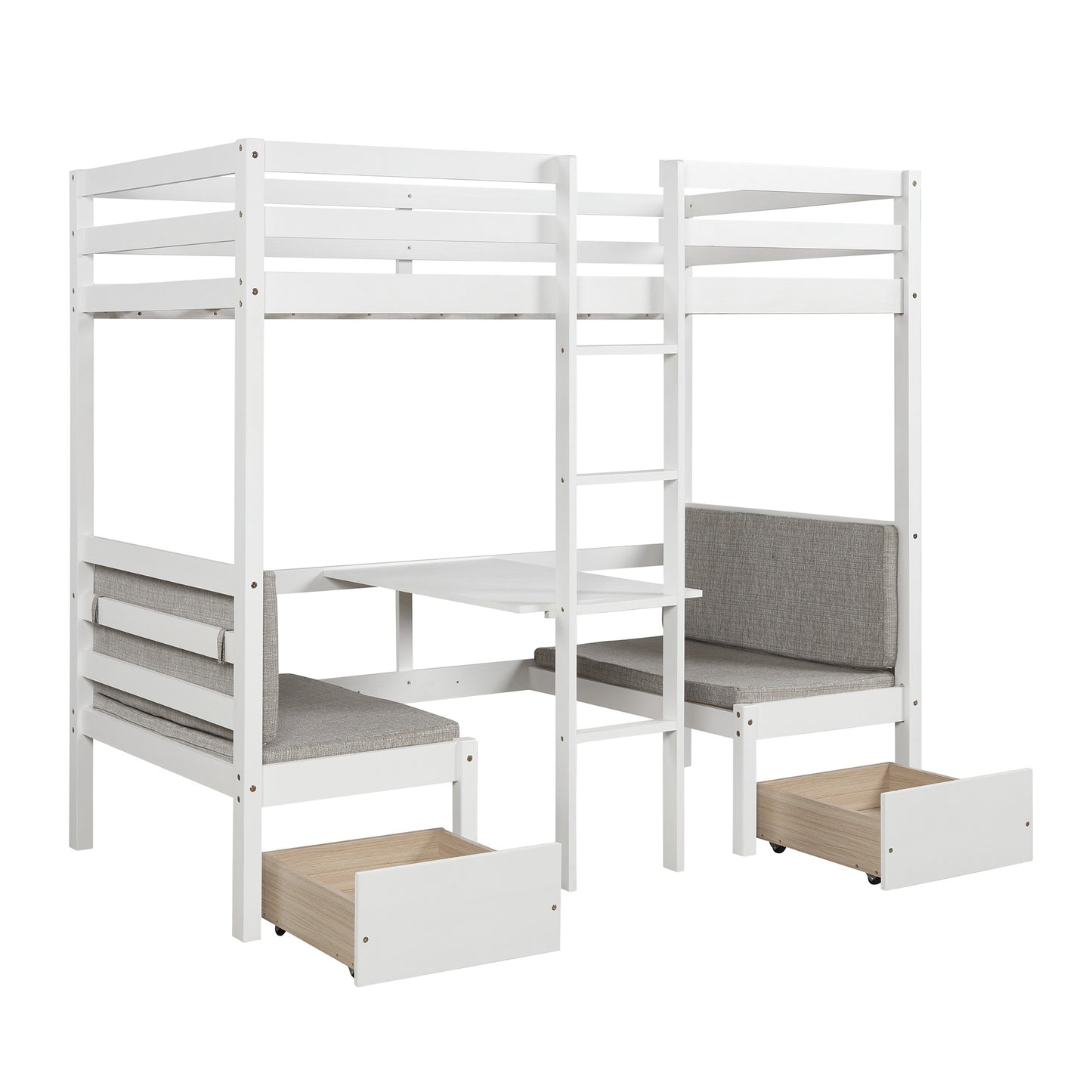 Functional Loft Bed (turn into upper bed and down desk; cushion sets are free)Twin Size