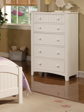 Contemporary White 1pc Chest of Drawers Plywood Pine Veneer Bedroom Furniture