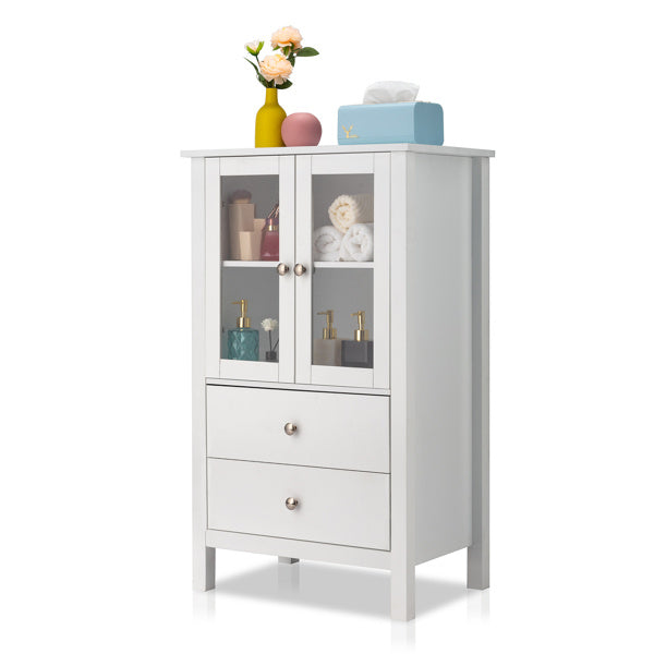 FCH Nordic Minimalist MDF Spray Paint Double Doors And Two Drawers Tv Side Cabinet Bathroom Cabinet White