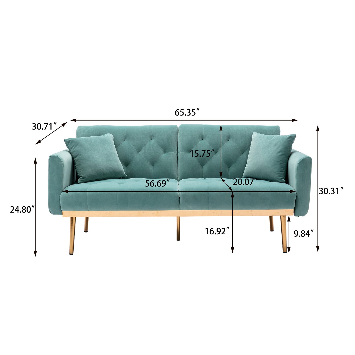 COOLMORE Velvet Sofa ; Accent sofa .loveseat sofa with metal feet