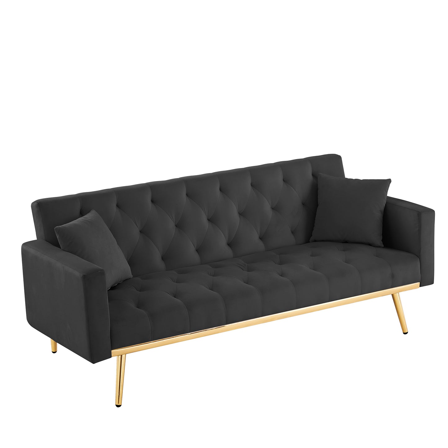 BLACK Convertible Folding Futon Sofa Bed ; Sleeper Sofa Couch for Compact Living Space.