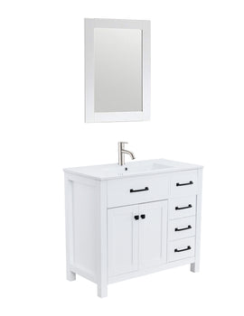 36 Inch W White Bathroom Vanity Set with Faucet and Mirror