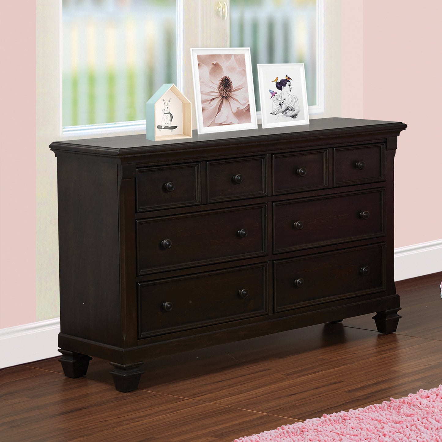 Glendale 6 Drawer Dresser Charcoal Brown