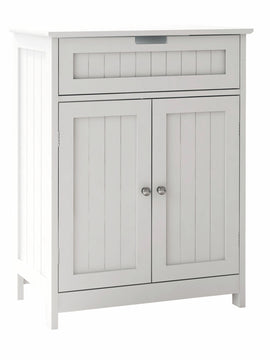 Bathroom Floor Cabinet Freestanding 2 Doors and 1 Drawer Wood Storage Organizer Cabinet for Bathroom and Living Room-White