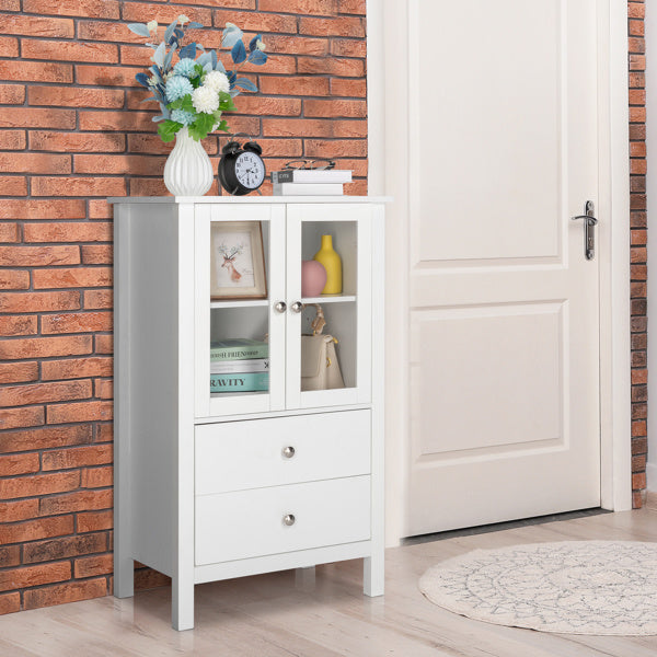 FCH Nordic Minimalist MDF Spray Paint Double Doors And Two Drawers Tv Side Cabinet Bathroom Cabinet White