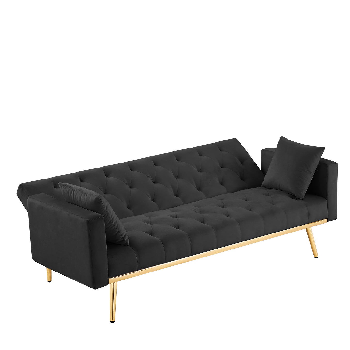 BLACK Convertible Folding Futon Sofa Bed ; Sleeper Sofa Couch for Compact Living Space.