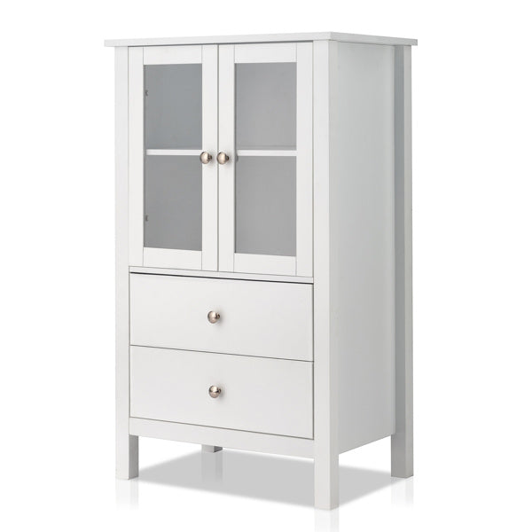 FCH Nordic Minimalist MDF Spray Paint Double Doors And Two Drawers Tv Side Cabinet Bathroom Cabinet White